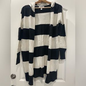 Popsugar Black & White Stripped Hooded Cardigan